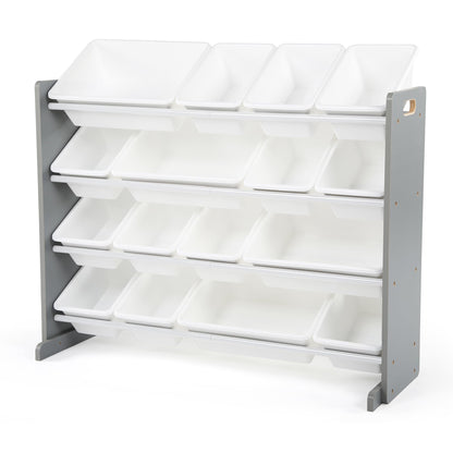Humble Crew Supersized Toy Storage Organizer with 16 Removable Bins, Grey/White – Large Toy Storage for Toddlers Ideal for Kids' Rooms, Playrooms, and Nurseries - Modern Toy Bins for Kids