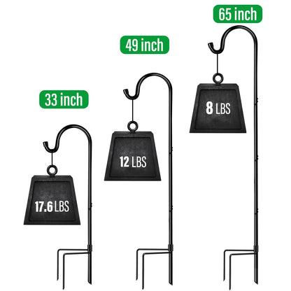 GOFORWILD Shepherd Hooks 2 Pack Adjustable, 49 inches Tall, Premium Metal Garden Hook for Outdoor, Hanging Plant, Solar Lights, Lanterns, Bird Feeders, and Wedding Decor, 7013