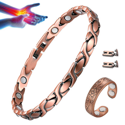 Vicmag Copper Bracelet for Women Ultra Strength Magnetic Bracelets with Effective Magnets 99.9% Pure Copper Jewelry Present with Adjustment Tool