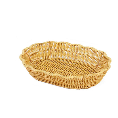 2Pack Fruit Baskets Wicker Bread Basket, Woven Tabletop Food Fruit Vegetables Serving, Restaurant Serving Basket,Shape (Elliptical lace shape)
