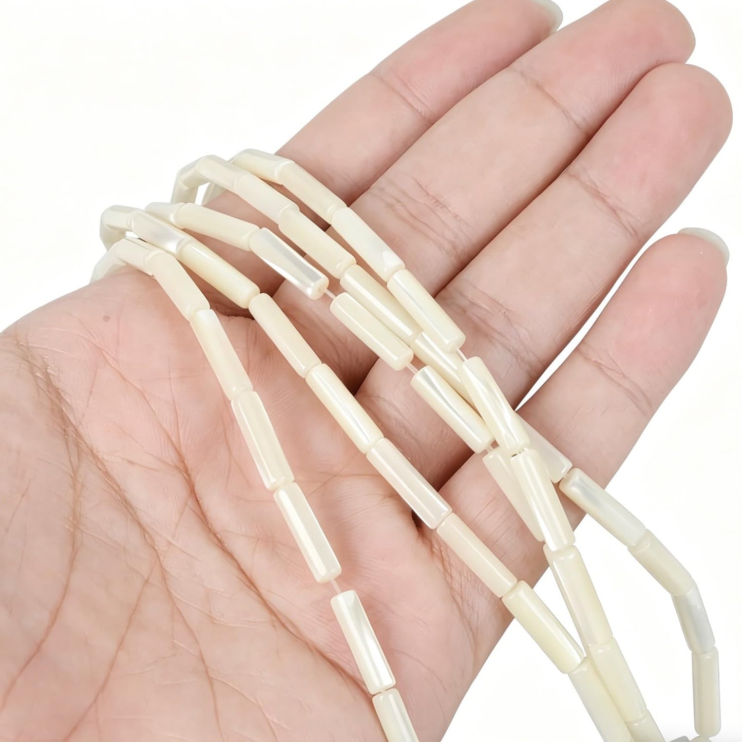 HAAMIIQII Natural Mother of Pearl Shell Tube Beads 13x4mm Column Stone Cylinder Gemstone Loose Beads for Jewelry Making Strand 15 Inch (28-29pcs)
