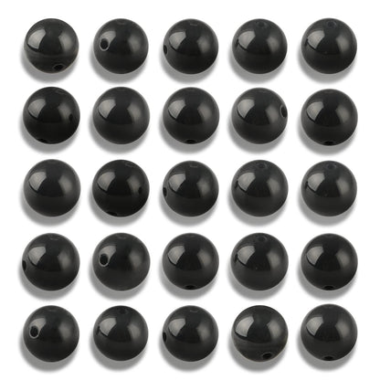 NITOPUPU 100Pcs 10mm Natural Smooth Black Agate Beads Round Loose Gemstone Stone Beads for Jewerly Making with Crystal Stretch Cord