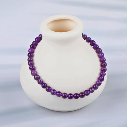 LPBeads Handmade Natural Gemstone Stretch Elastic 4m Amethyst Bracelet Healing Crystal Round Stone Beads Jewelry Gifts for Women Men