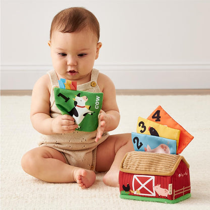 Itzy Ritzy Sensory Scarves – Farm-Themed Put-and-Take Scarf Toy for Babies & Toddlers – Teaches Animals, Numbers, Colors & Textures – Features Soft Satin Scarves with Crinkle Sounds (Farm)