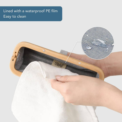 GUDEE UROKI Pen Case Pencil Pouch Lightweight and Spacious with Bamboo Frame Magnetic Opening for Organizing Stationary Office Supply 7.8x2.9.x2.7 inch Men and Women Infinity Blue