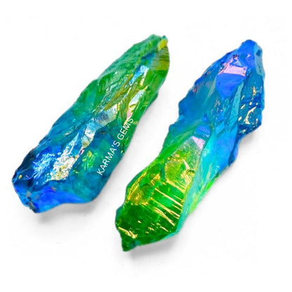 Crystals, Rocks, Jade, Crystals and Healing Stones, Witchcraft Supplies, Healing Crystals, Stones, Healing Stones, Rock Collection, Agate, Raw Stones (Aqua-Green Aura Quartz, 2 Pcs)