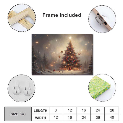 Framed Canvas Wall Art Christmas Trees Christmas TV artwork for winter and holiday homes 28x40in Wood Framed