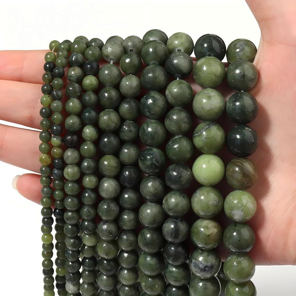 Zenkeeper 108 Pcs Green Jade Beads for Jewelry Making 8 MM Green Jade Gemstones Loose Stone Beads