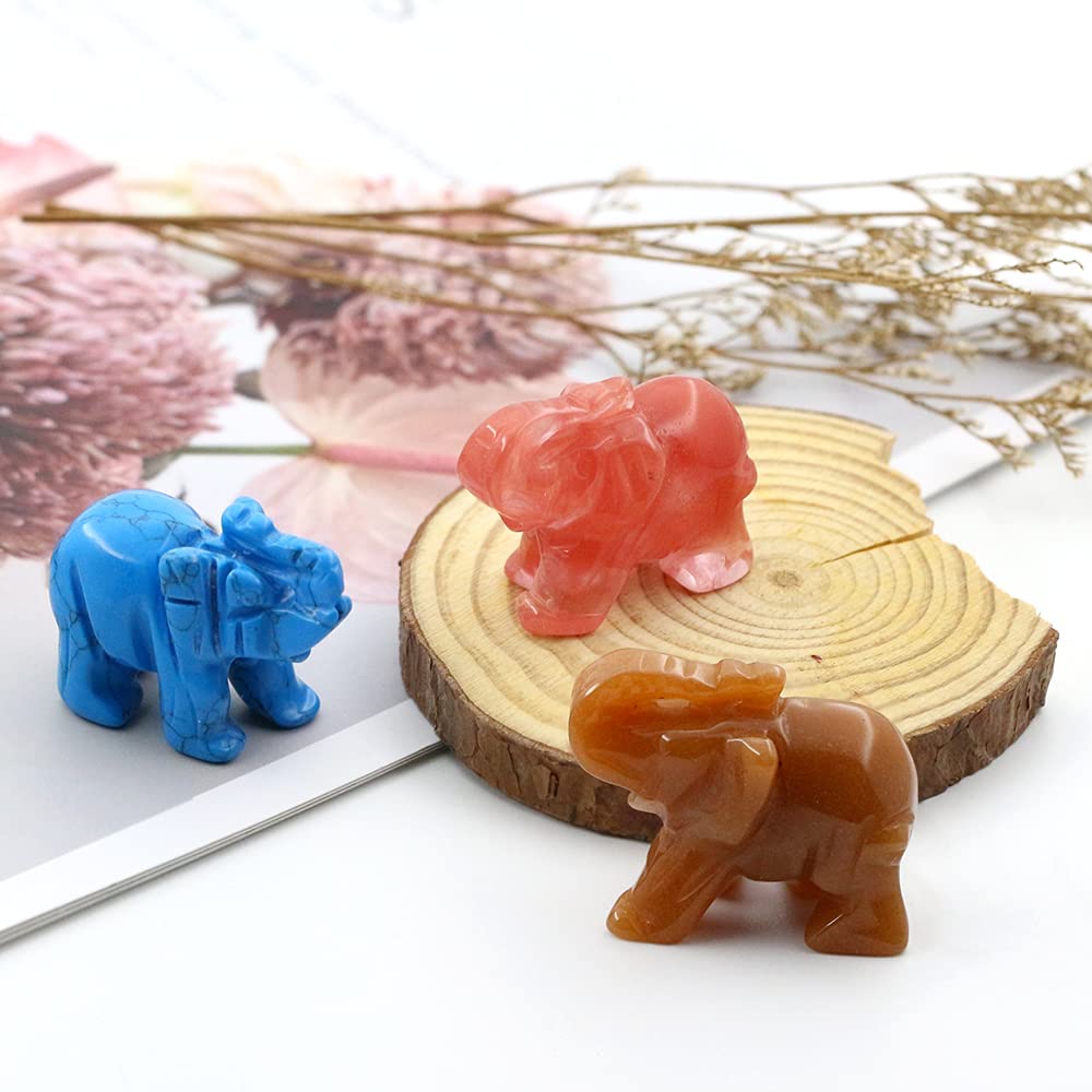 Ouubuuy Labradorite Crystal Elephant Pocket Guardian Figurine Elephant Statue 1.5 inch for Healing Reiki Spiritual Gift Cute Meditation Office Room Desk Decor