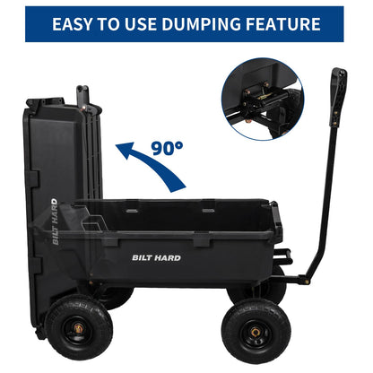 BILT HARD 900 lbs Poly Garden Dump Cart, 5 Cu.Ft Wheelbarrow Cart with 10" All Terrain Wheels & Quick-Release System, Heavy Duty Utility Wagon for Yard, Farm & Garden