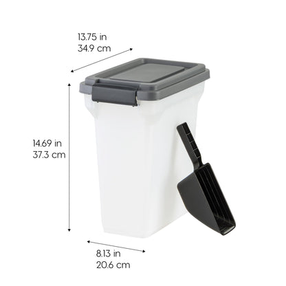 IRIS USA Dog Food Storage Container, Airtight Lid, 2-Cup Scoop, Up to 13 Pounds Pet Food Storage, Versatile Pet Food Bin, Treats, BPA Free, Dark Gray