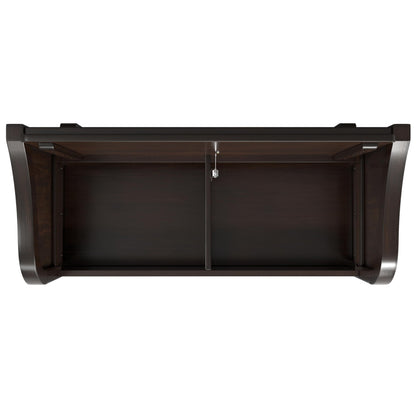 SIMPLIHOME Connaught SOLID WOOD 42 inch Wide Traditional Entryway Storage Bench with Shelf in Chestnut Brown for the Living Room, Entryway and Family Room