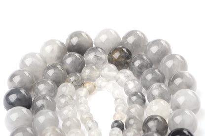 Bymitel 90 pcs Natural Genuine Real Round Loose Stone Beads Gemstone Spacers for Charm DIY Jewelry Making 15.5" per Strand 4mm (Cloudy Quartz Crystals, 4mm)
