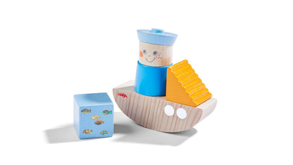 HABA Discovery Building Blocks Boat - Montessori Wooden Toys, Toddler Learning Toys 1-3, Educational Sensory Stacking Blocks, Made in Germany
