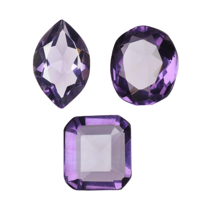 GEMHUB Brazilian Top Ranking 80.00 Carats Violet Amethyst Mix Shape Set of 3 Pcs Violet Amethyst Loose Gemstone Beads