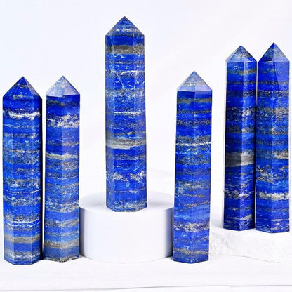 Natural Lapis Lazuli Crystal Point - 5.8-6.2 inch Raw Stone Hand-Polished Wand for Third Eye Activation, Chakra Balancing,Spiritual Healing & Meditation(Lapis Lazuli /5.8-6.2 inch 2pcs)