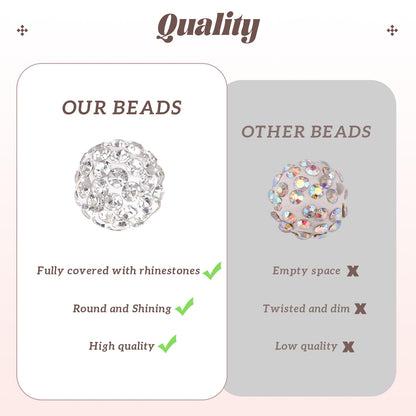 105pcs 10mm Rhinestone Beads for Jewelry Making, Red Shiny Round Disco Ball Beads Bulk, Sparkle Crystal Clay Christmas for Bracelet Baseball Necklace Earring Crafting and DIY