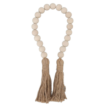Buachois Farmhouse Beads 24in Wood Bead Garland with Tassels Rustic Country Decor Prayer Wall Hanging Bead Decoration for Gifts Ornamen