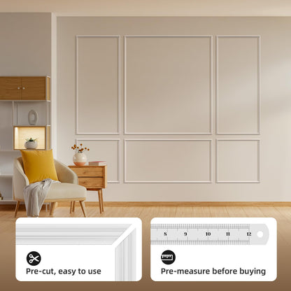 JSIWOTH Peel and Stick Wall Molding Kit Set of 6 Frames, Premade Wainscoting Panels for Interior Wall Decor, Molding Trim for Living Room Bedroom Corridor Home Accent Walls Panel