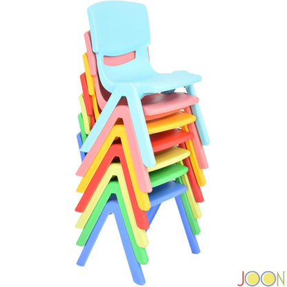 JOON Stackable Plastic Kids Learning Chairs (10 Pack), 20.8x12.5 Inches, The Perfect Chair Sets for Playrooms, Schools, Daycares and Home, Colorful Design, 10.5 Inches Seat Height, Baby Blue