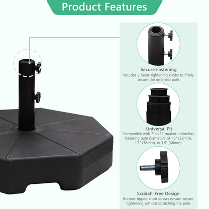 Helios&Hestia 112 lb Heavy Duty Plastic Water and Sand Fillable Outdoor Umbrella Base Stand Weight for Patio Market Table Umbrella, Black