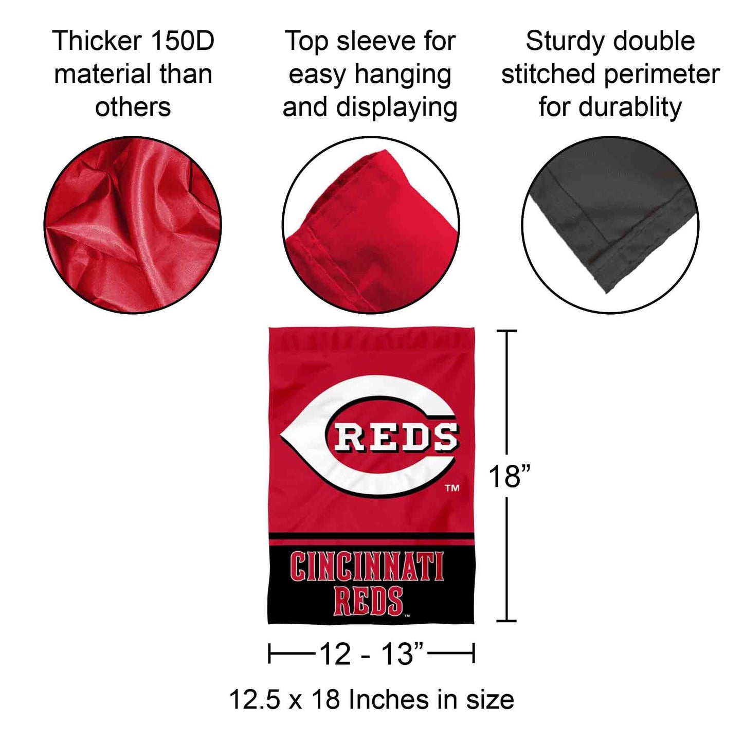 Cincinnati Reds Double Sided Garden Flag