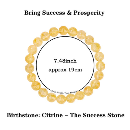 Naupyal November Birthstone Bracelet for Women Men,Citrine Natural Stone Beaded Bracelets,Healing Crystal Gemstones Stretch Bracelet Stress Relief Month Bracelet Birthday Jewelry Gifts