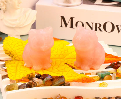DUQGUHO Cat Decor Rose Quartz Cat Crystal Figurines Mom Crystals Gifts for Cat Lovers Men Women Lucky Cute Cat Statue Pink Gift Decor Mothers Cute Decoration 1PC