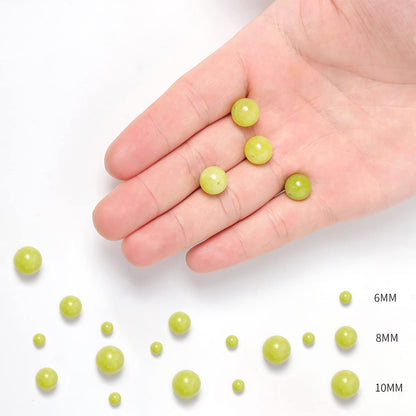 35pcs 10mm Peridot Loose Beads for Jewelry Making, Natural Semi Precious Beads Round Smooth Gemstone Spacer Beads Charms for Necklaces Bracelets