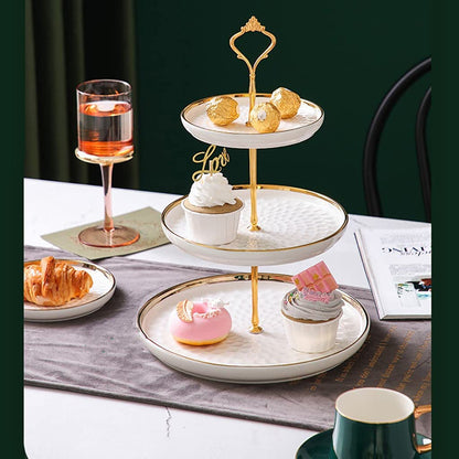 Aebor 3 Tier Round Porcelain Tiered Cupcake Stand, Tiered Serving Stand, Dessert Stand, Serving Tray Platter for Tea Party, Wedding and Birthday (Green)