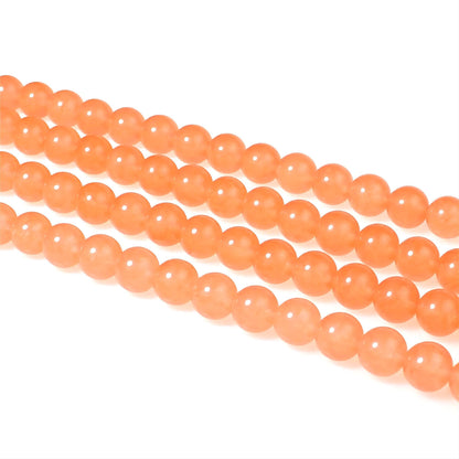 MJDCB Stone Beads 8mm 43pcs Round Light Orange Jade Loose Gemstone Bead Charms for Jewelry Making Bracelet Necklace Earring Pendant