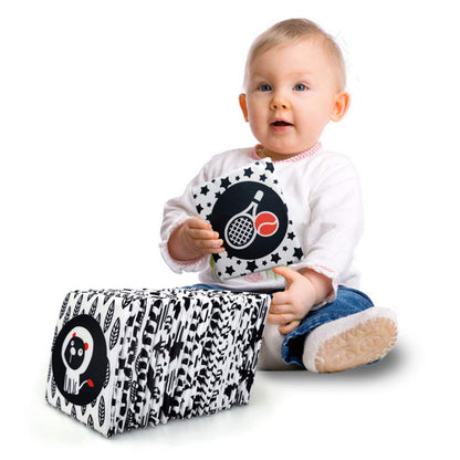 Black White Soft Flash Cards with Cloth Storage Bag for Baby and Infant, High Contrast Newborn Toys for 0 3 6 9 12 Months Boys and Girls, Gifts for Baby Shower（24PCS）