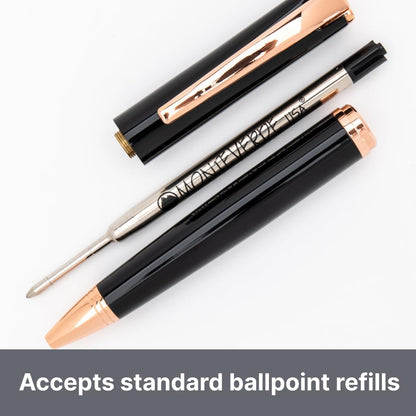 Monteverde USA Impressa 3+2 Piece Set (Fountain, Rollerball, Ball Pen) | Black/Rosegold | Omniflex Nib | Large Luxury Gift Box with Free Ink & Gel Refill