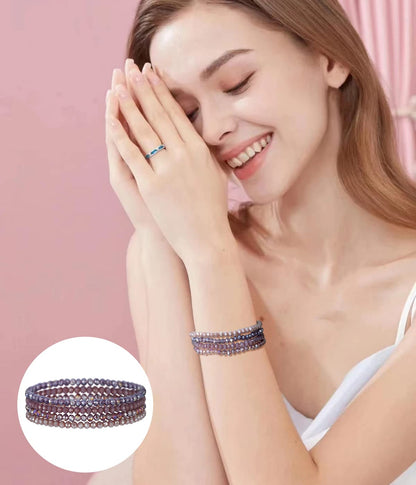 Noessla Beaded Boho Stretch Bracelet Colorful Stackable Crystal Beads Bracelets Trendy Costume Jewelry Mothers Day Gifts for Women(Purple)