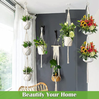 AroudightElive Plant Holder Basket Handmade Macrame Plant Hanger Flower Pot for wall Decoration countyard Garden Knotted Lifting(23)