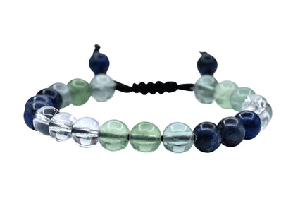 Amazing Gemstone Bracelet for Studying and Concentrating Manifestation - Sodalite Fluorite Clear Quartz Set for Men Women Healing Calming Anxiety Stress Relief Gifts Pulseras Para Hombres Mujer