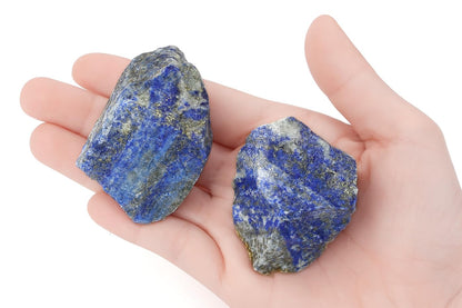 NUKAYAI 2Pcs Lapis Lazuli 1.8-2.2" Large Raw Natural Crystals Rough Stones Healing Crystal Lapis Lazuli Stone Rocks for DIY Cabbing Polishing Wire Wrapping Decoration Wicca Reiki Rock Gifts