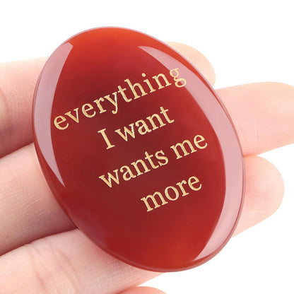 DUQGUHO Red Carnelian Crsytal Encouragement Gifts for Women Everything I Want Wants Me More Inspirational Positive Anxiety Relief Items Pocket Hug Stones Emotional Calming Sobriety Gifts for Women Men
