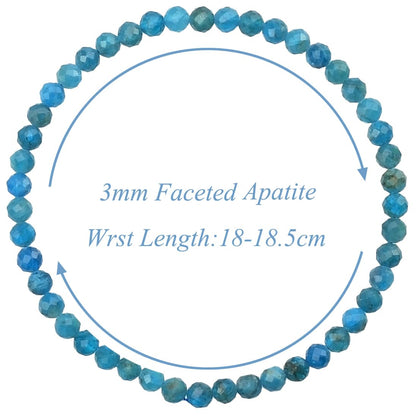 MASSIVE BEADS Natural Genuine Gemstone Beads Healing Crystal Chakra Reiki Jewelry Faceted Round Beads Bracelets (Apatite, 3mm)