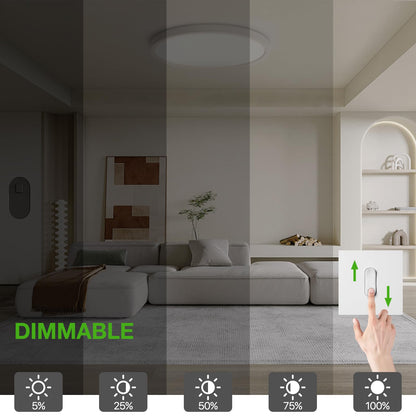 2Pack 12Inch LED Flush Mount Ceiling Light Fixture,24W 2400LM,Dimmable CCT 3000K/4000K/5000K,Round Flat Panel Light for Bedroom,0.7Inch Thin Modern Low Profile Hardwire Lights for Hallway,Porch