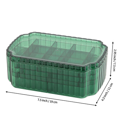 LETURE 3-Layer Jewelry Organizer Box for Earrings, Rings, Necklaces, Bracelets, Clear Plastic Bead Storage Containers for Crafts (Green)