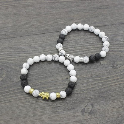 Jewellify Women's Beaded Bracelet Set | Colorful Boho Stackable Trendy Design with Crystal Accents Multilayer Bangle Bracelet | Fashion Stretch Braclets Jewelry for Women (Elephant)