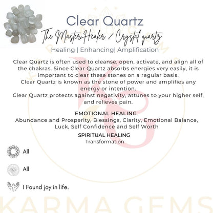 Karma Gems 1lb Clear Quartz Tumbled Stones - Polished Stones for Positive Energy - Crystal Kit for Fresh Mind & Restful Sleep-Healing Stone for Chakra Balancing-Ideal for Gift & Home Decor (15-25 Mm)