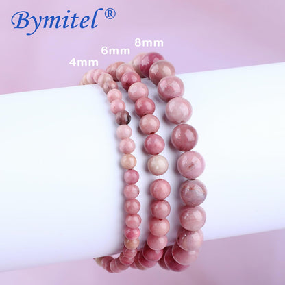 Bymitel 4mm Rhodochrosite - Handmade Reiki Gem Stretch Bracelet, Natural Beauty & Spiritual Essence, Crystal Healing for Unisex Adults
