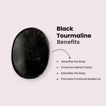 GEMSCITE Black Tourmaline Thumb Worry Stones Metaphysical Gemstone Crystal Healing Reiki Men Women Gift FENG Shui Positive Energy Love Wellness Palm Stones Wicca Powerful