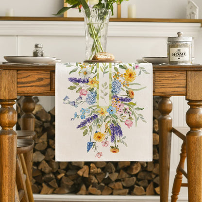 Artoid Mode Bloom Flowers Florals Lavender Summer Table Runner, Seasonal Spring Holiday Kitchen Dining Table Decoration for Home Party Indoor 13x72 Inch