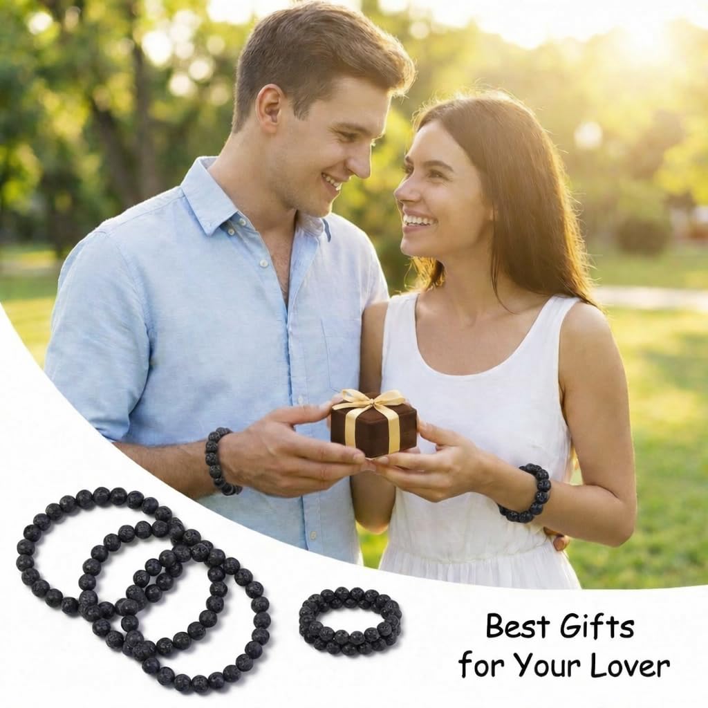 Yochus 60pcs Volcanic Rock/Black Lava Rock Beads，6mm Healing Power Natural Stone Round Loose Beads for Jewelry Making Earring Necklace DIY Crafts