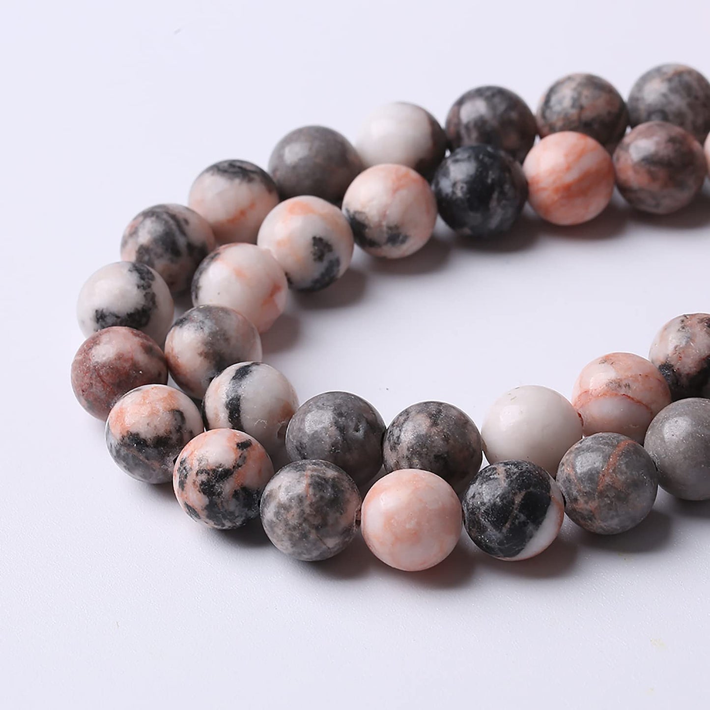 38pcs 10mm Natural Pink Zebra Jaspers Beads Round Loose Beads for Jewelry Making DIY Bracelet Crystal Energy Healing Power Stone (10mm, Pink Zebra Jaspers)