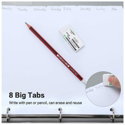 8-Tab Binder Dividers, HERKKA 3 Ring Binder Dividers with Reinforced Edge, 3 Hole Punch Section Index Dividers for Binders, 1/8-Cut Tabs, Letter Size, White, 120 Dividers