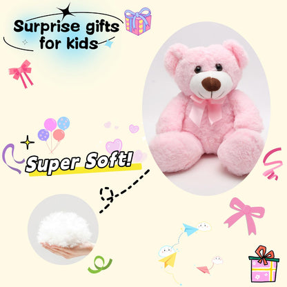 unsnurnoch 14" Pink Teddy Bear Plush Toy, Soft & Cuddly Teddy Bear Stuffed Animal with Cute Bow, for Girls, Girlfriends, Ideal for Valentine’s Day, Birthday, Christmas